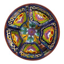 6 Piece Talavera Mexican Pottery Appetizer Tapas Tray Divided Serving Set NOBOWL picture