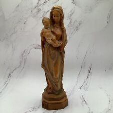 Vintage Handmade Wood Carved Madonna And Child Handpainted 7” H picture