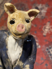 Vintage Pig Sculpture Anthropomorphic Art Figurine Statue Hog Sopwith Rare Ooak picture