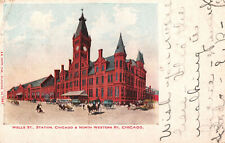 VINTAGE POSTCARD WELLS ST STATION CHICAGO & NORTH RAILWAYS CHICAGO 1905 picture