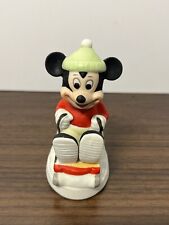 VINTAGE Walt Disney Mickey Mouse Figurine Winter Sledding 1960s - Made in Korea picture