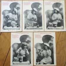 Set of FIVE 1905 Bergeret French Fantasy Postcards: Chef Woman, Cooking, Cook picture
