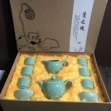 beautiful stunning oriental green porcelain tea set picture