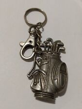 Pewter Gray Golf Bag Clubs Clip-On Novelty Keychain picture