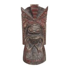 Vintage Handcrafted Primitive Native Tribal Tiki Warrior Mask Statue picture