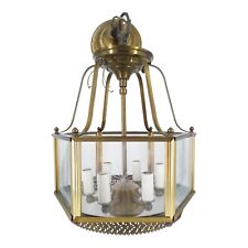 Vintage Brass Foyer Light Fixture Starburst MCM Pendant Chandelier Swag Lamp picture
