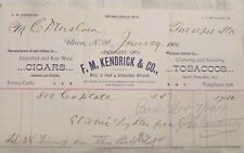 Vintage 1908 Cigarette Invoice From Utica, NY, With Forest Park Stamp picture