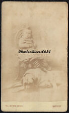 ** RESERVED SALE ** EARLY CDV CHILD WITH DOG VICTORIAN ANTIQUE PHOTO HOWE picture
