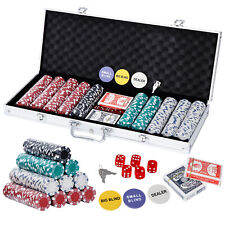500PCS Poker Chip Set Table Game Aluminum Carry Case Blackjack Roulette picture