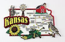 KANSAS STATE MAP AND LANDMARKS COLLAGE FRIDGE COLLECTIBLE SOUVENIR MAGNET picture