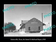 OLD LARGE HISTORIC PHOTO OF GAINESVILLE TEXAS THE RAILROAD DEPOT STATION c1950 picture