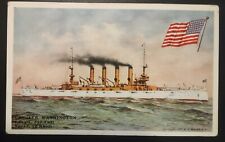 Postcard USS Washington Armored Cruiser 1907 American Flag AS1 picture