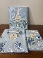 Vintage springmaid  Wondercale Full Size Sheet Set Blue Floral Flowers NEW USA picture