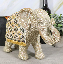 Ebros Large Gold Accent Mosaic Design Noble Elephant with Trunk Up Statue 9 Long picture