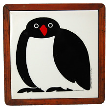 Vintage 1983 ‘Taylor & Ng’ Tile Trivet Hot Pad Penguin Wall Plaque made In Japan picture