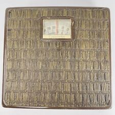 Vintage Counselor Bathroom Scale Mid Century Brown Metal Woven Fiber Tiki Style picture