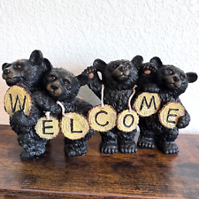 Black Bear Welcome Sign Rustic Lodge Cabin Camping Home Decor Tabletop Sign picture
