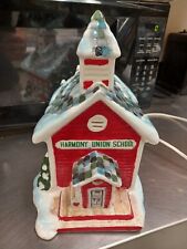 VTG 1986 Harmony Union School Light Up Ceramic Building Christmas Decoration MT picture