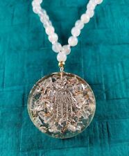 Orgone Hamsa Pendant with Real Moonstone Beads Mala Necklace Jewelry Gift picture