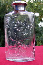 MINTY ANTIQUE AMERICAN HAND CUT CRYSTAL SILVER SMALL BOTTLE~FLASK~DECANTER picture
