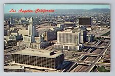 Los Angeles CA-California, Birds Eye View Downtown Los Angeles, Vintage Postcard picture