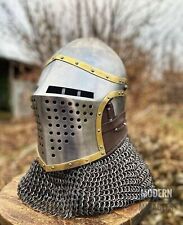 Vintage greek Chainmail Full Fine Quality Medieval War Helmet Halloween Gift picture