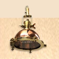 Vintage Smooth Marine Nautical Copper & Brass Pendant/Ceiling/Mount Cargo Light picture