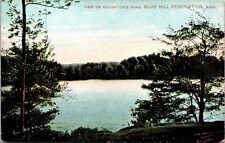 View Houghton Pond Blue Hill Reservation Massachusetts MA Antique Postcard DB picture