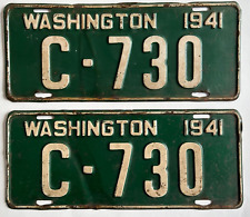 1941 Washington License Plate PAIR Spokane Low Number Ford Chevy Dodge Buick picture