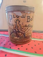 VINTAGE COLLECTIBLE ADVERTISING SIGN PLOW BOY TOBACCO CAN ORIGINAL PAPER LABEL picture