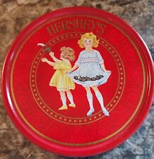 Vintage 1995 Hersheys Kisses Red 4.5 in Round Tin Two Girls On Lid picture