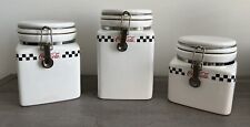 Set Of 3 2002 Gibson Coca-Cola Ceramic Checkered Trim Cannisters picture