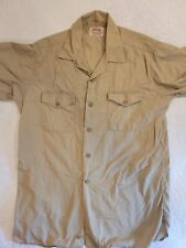 Vintage Creighton Military Short Sleeve Shirt Medium Sanforized Cotton Beige picture