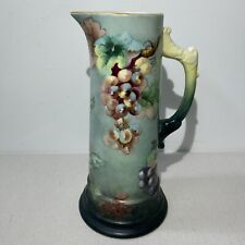 Belleek Willets Hand Painted Tankard Pitcher Grapes & Greenery Gold Trim picture