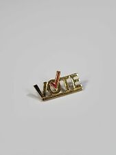 VOTE Lapel Pin Red Check Small Size Gold Color Metal  picture