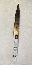 Vintage Stahlbrcnce Hungary Copper Porcelain Flower Design Letter Opener Knife  picture