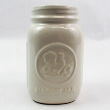 Fishs Eddy Decorative Ceramic Pint Mason Jar Beige Embossed Rooster picture