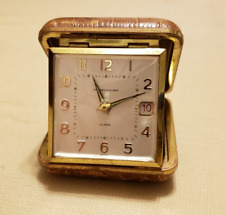 Vintage PHINNEY WALKER Wind-up Travel Alarm Clock w/ Folding Case Made In Japan picture