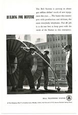 1941 Bell Telephone linemen installing new cable Vintage print ad picture