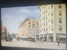 Vintage California postcard East First Street Long Beach 1920s old cars bank picture