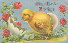 1910 EMBOSSED Antique POSTCARD Adorable CHIC with Shell Joyful EASTER Greetings picture