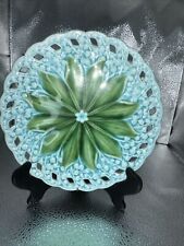 Majolica German Lily of the Valley Green And Blue Dessert Plate 7 1/2 inches picture