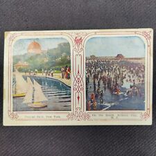 RARE c. 1920s Postcard NEW YORK CENTRAL PARK + ATLANTIC CITY BEACH NEW JERSEY picture