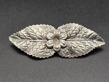 Vintage Sterling Silver Double Leaf Flower Pin Brooch/Denmark/c1940s picture