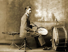1920 John Costello Playing Drums Vintage Old Photo 8.5