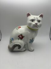 Cat Metropolitan Museum of Art Vintage Kitty Ceramic Painted Figurine Flowers picture