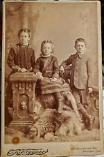 Vintage Old Cabinet Photo of Beautiful Children Girls Boy Fresno BY E.R. HIGGINS picture