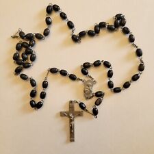 Vintage Black and Silvertone Rosary Older Rosary  picture