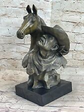 Signed Cowboy Original Horse Bronze Sculpture Figurine Statue Animal Figure Art picture