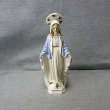 Vintage Lefton Virgin Mary Porcelain Planter Blue Stones 9in Stamp 7237 Gilted picture